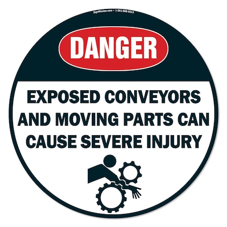 Signmission Exposed Conveyors And Moving Parts 16in Non-Slip Floor Marker, 16" L, 16" H, FD-2-C-16-99943 FD-2-C-16-99943